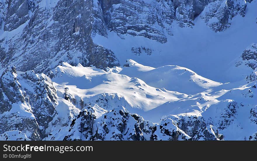 Winter Season on Snowy Mountain covered with snow