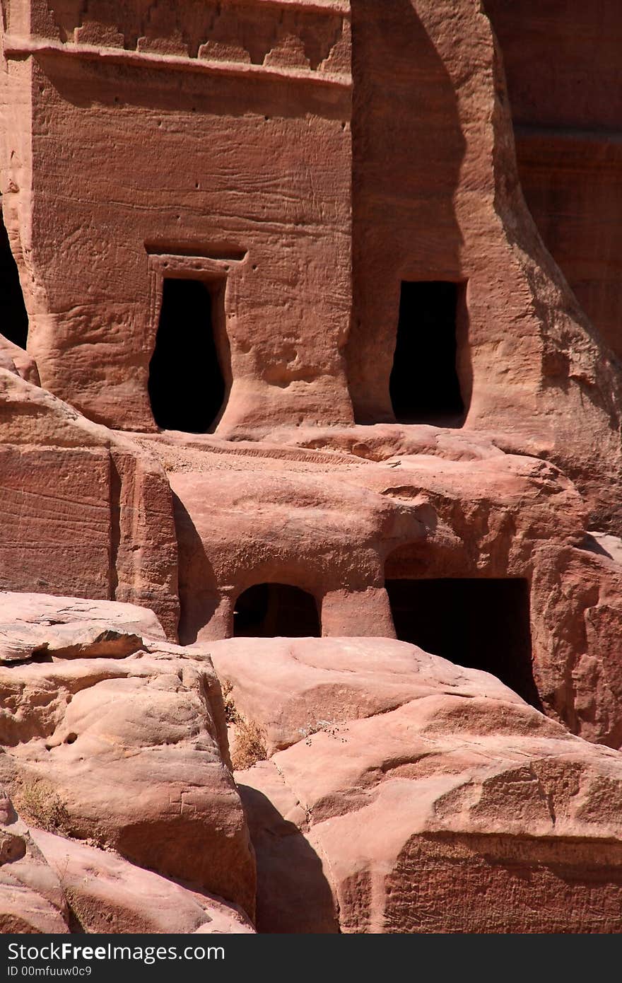 Tombs and caves in Petra, Jordan