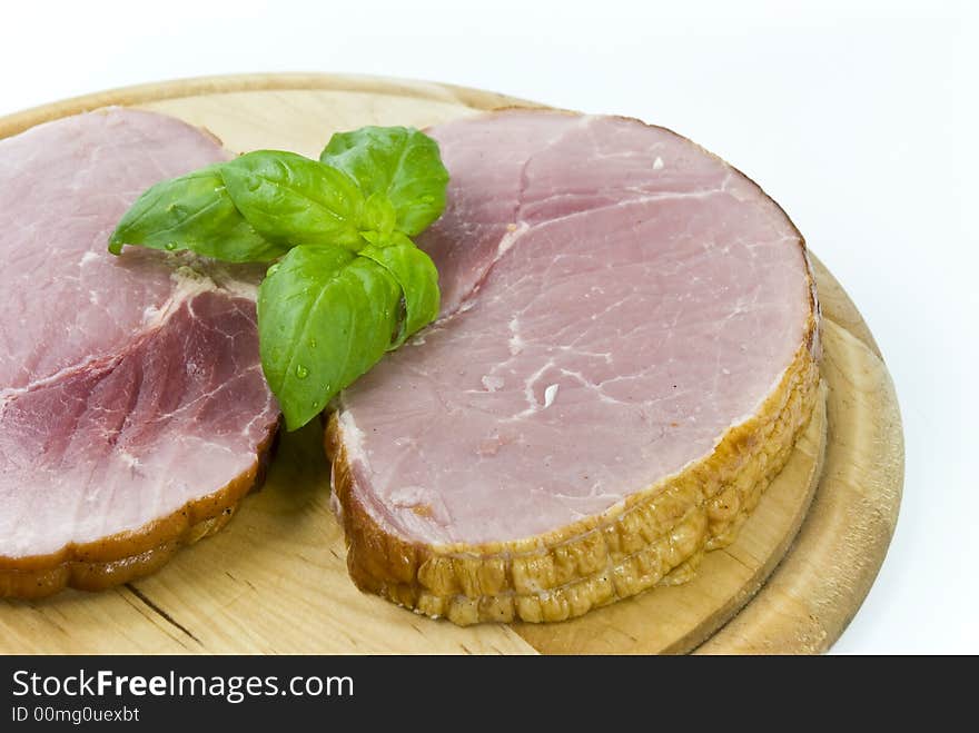 Smoked ham on the cutting board.