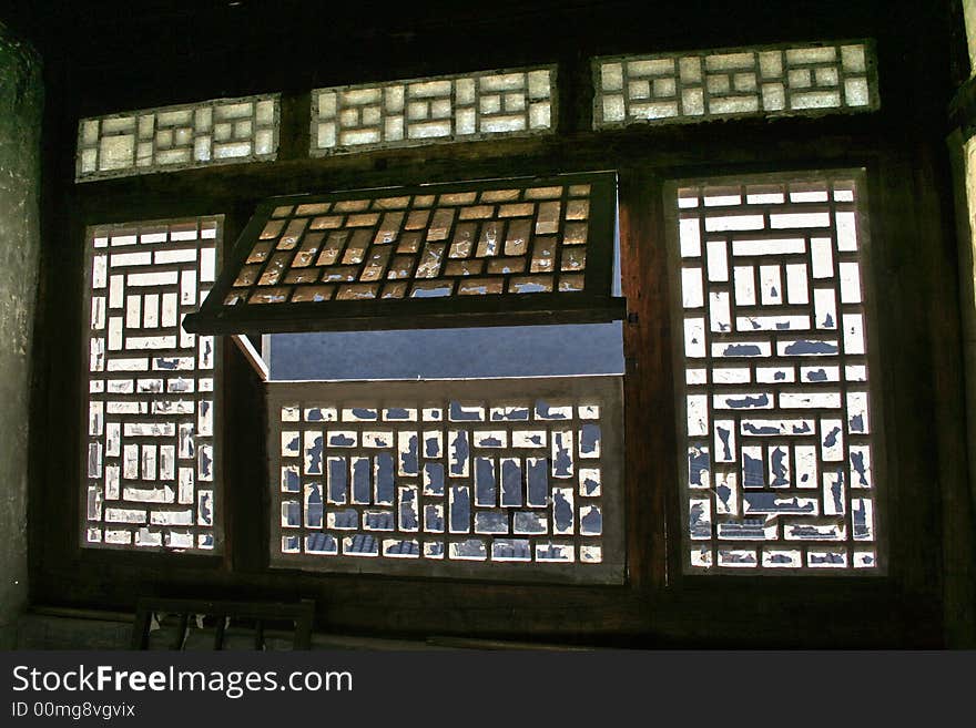 The windows of farmer's house in beijing suburb