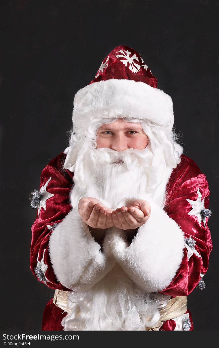 Santa Claus keeping something imaginary. Santa Claus keeping something imaginary