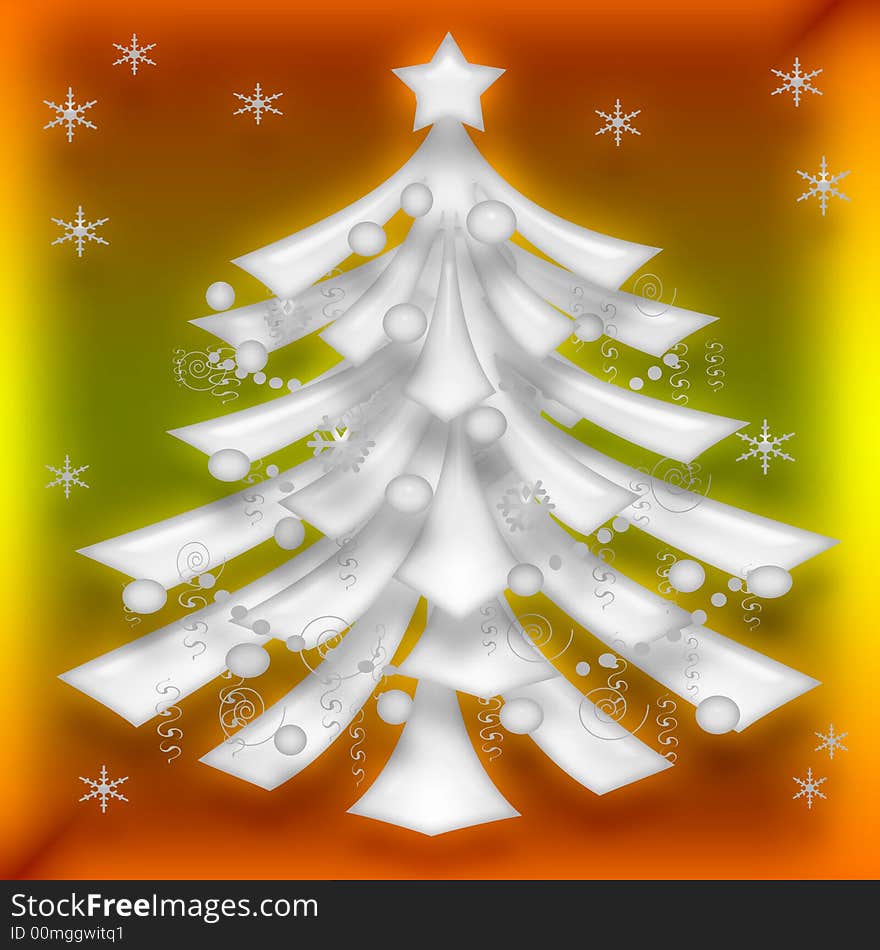 Crystal abstract Christmas tree with ornaments  on  background. Crystal abstract Christmas tree with ornaments  on  background