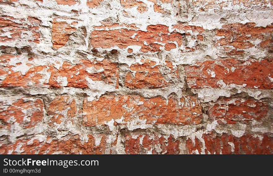 Brick wall clouse-up in Russian temple