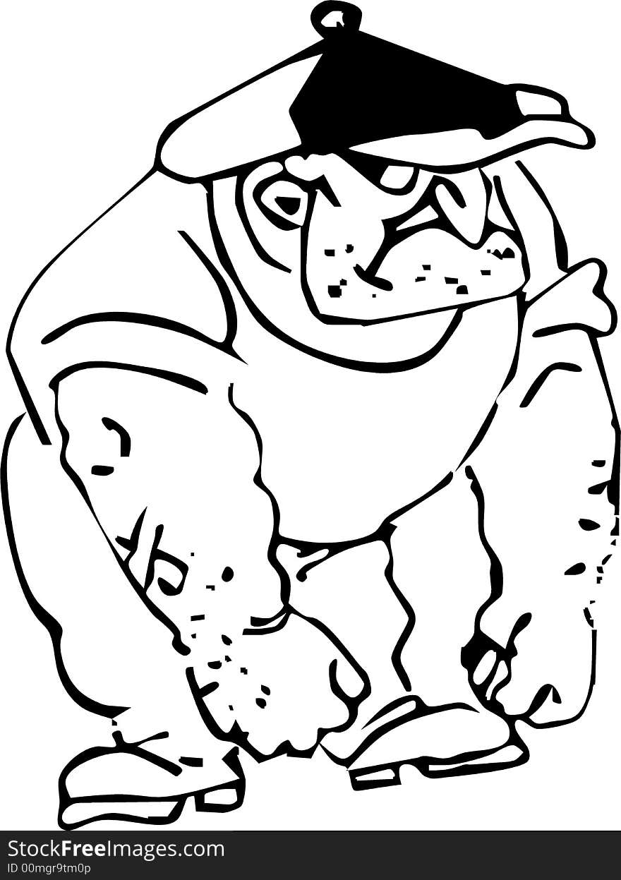 Burly construction worker sketch cartoon in black and white art. Burly construction worker sketch cartoon in black and white art.