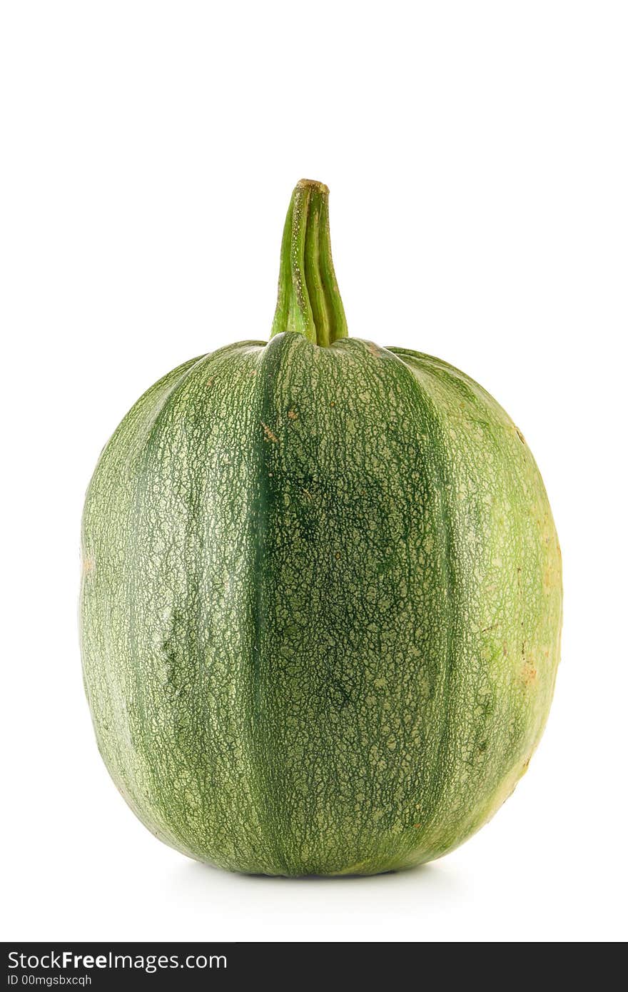 Green ripe pumpkin isolated over a white background