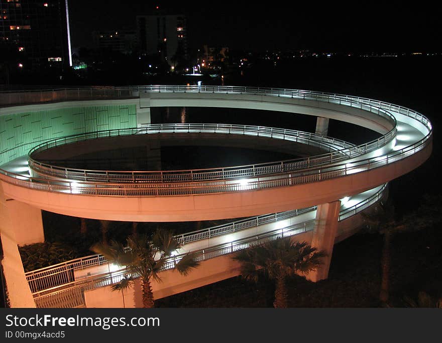 This is a pedestrian walkway to get underneath the long memorial bridge in Clearwater Florida. This is a pedestrian walkway to get underneath the long memorial bridge in Clearwater Florida.