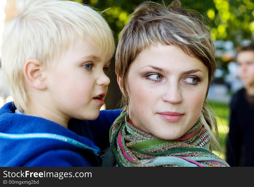 Little boy with his mother. Little boy with his mother.