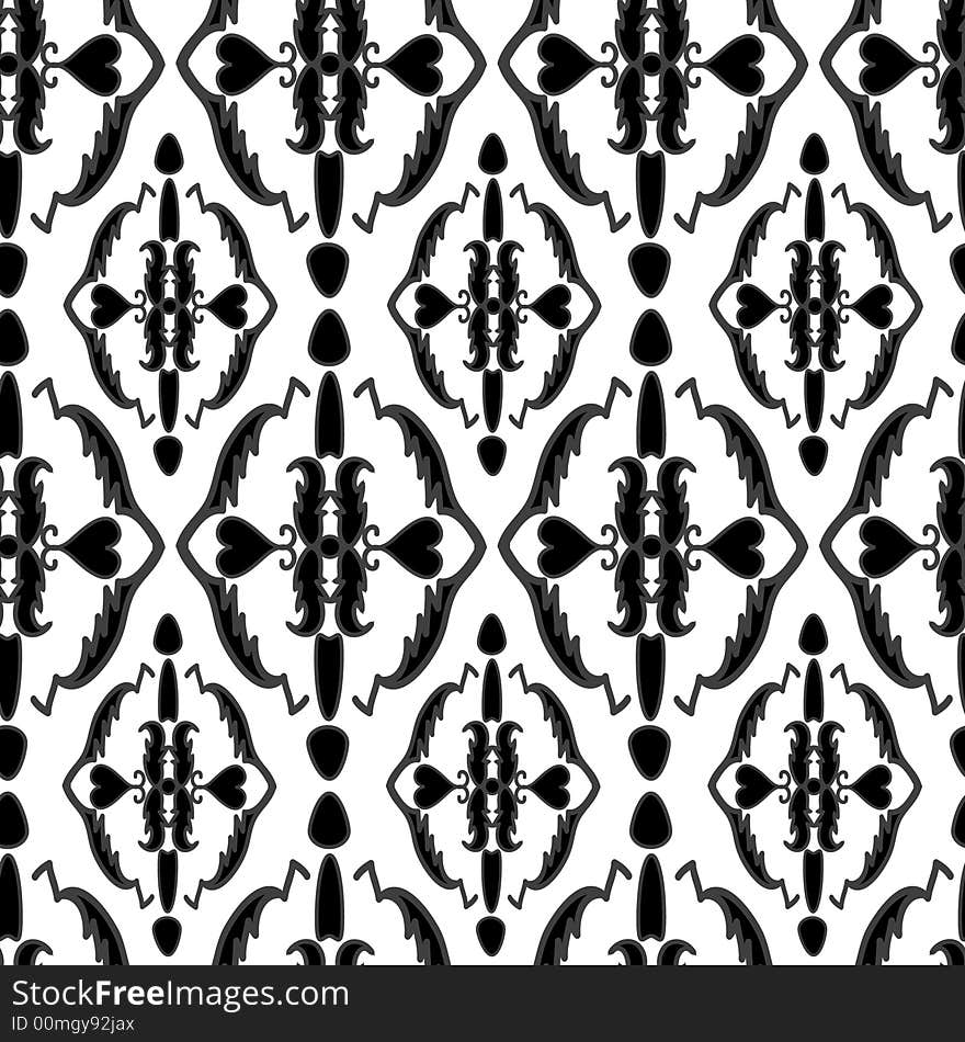 Seamless black floral vector pattern. Seamless black floral vector pattern