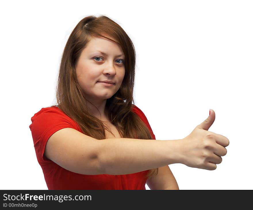 Smiling young woman, isolated on white background