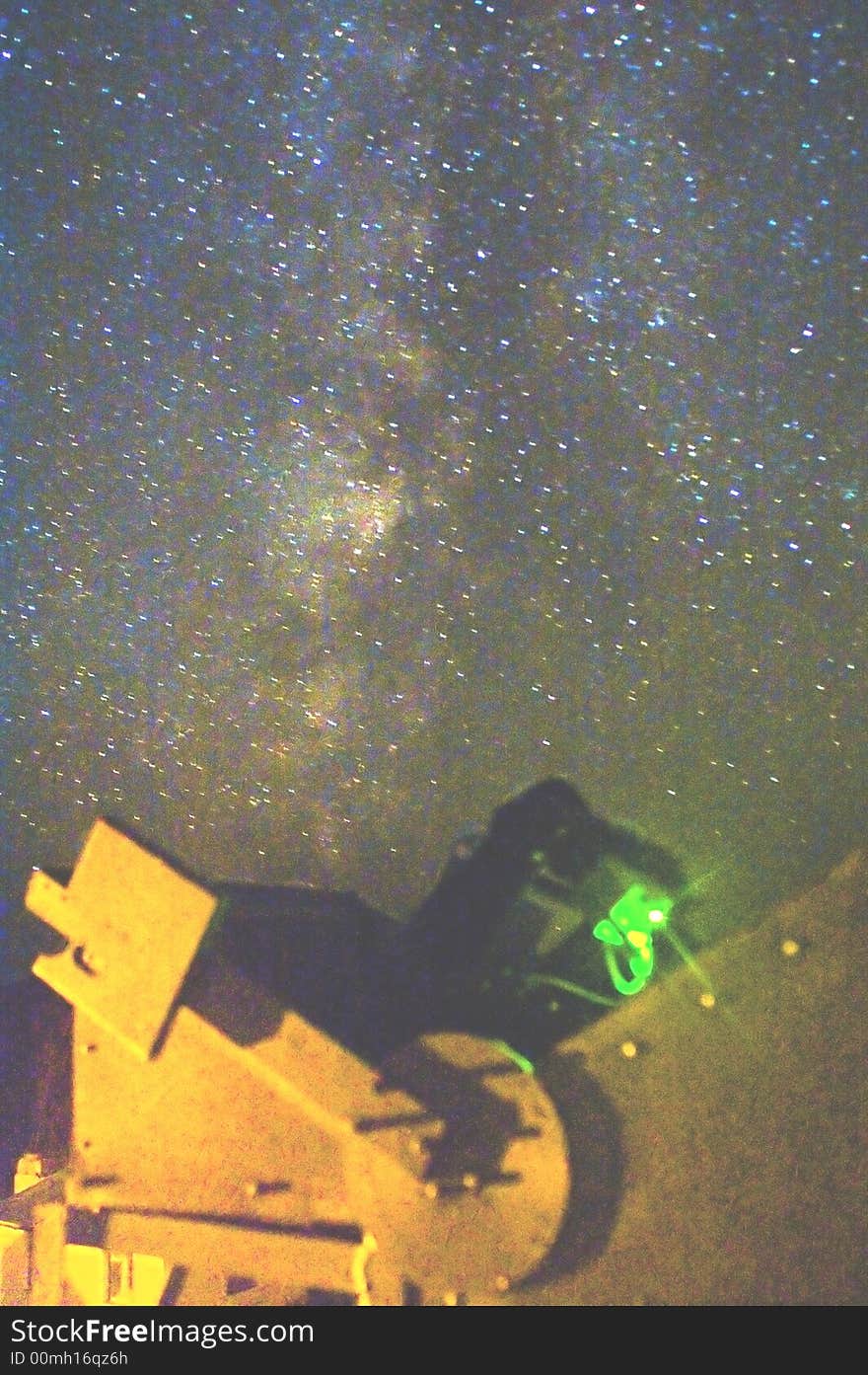 Small telescope under light of thousand stars