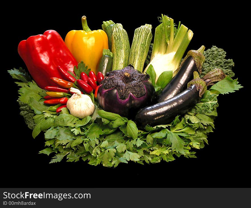 Colorful fresh group of vegetables on black background. Colorful fresh group of vegetables on black background