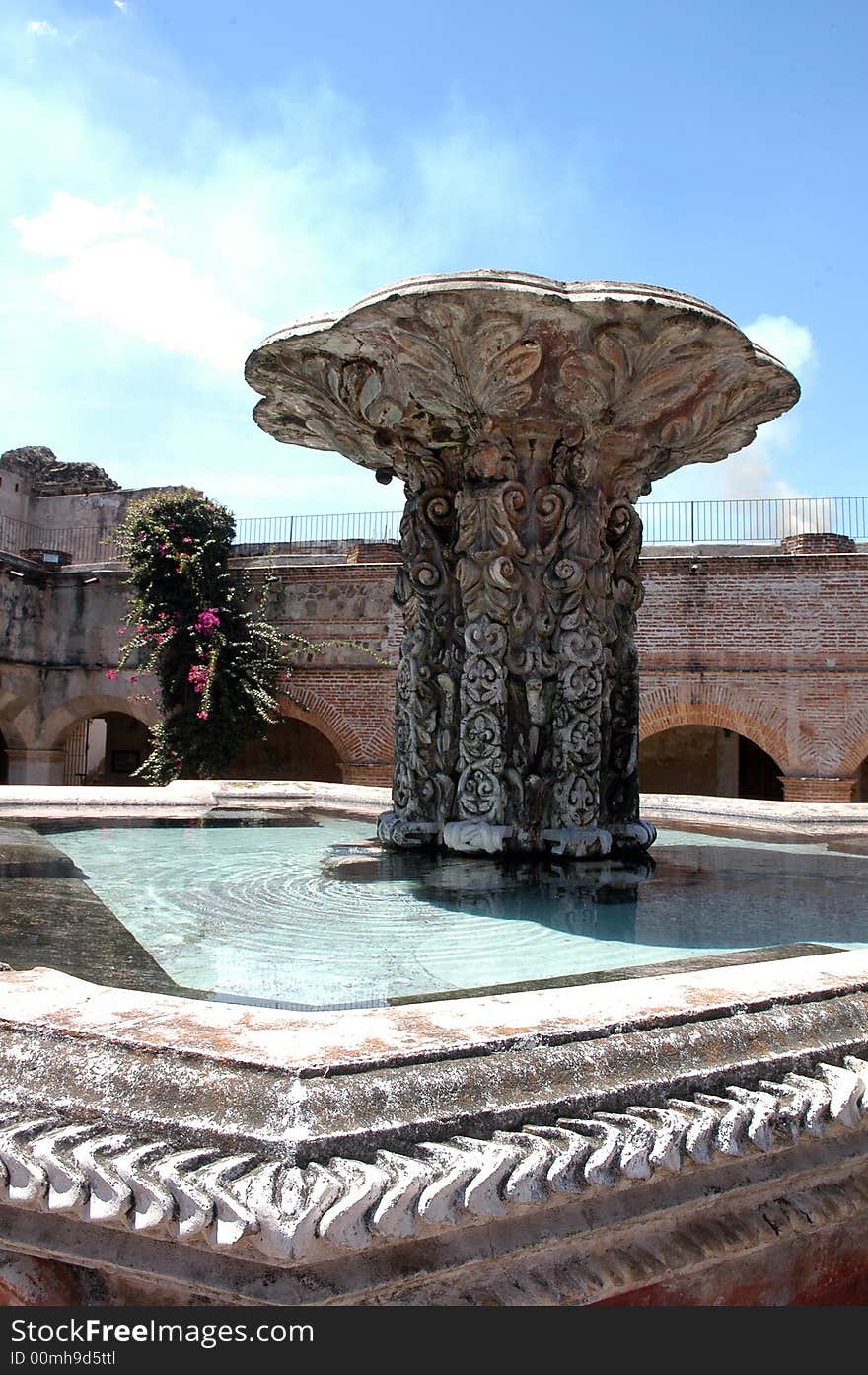 A fountain in a square in Antigua, Guatemala. A fountain in a square in Antigua, Guatemala