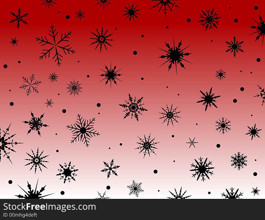 Border of black snowflakes on a fading red background. Border of black snowflakes on a fading red background