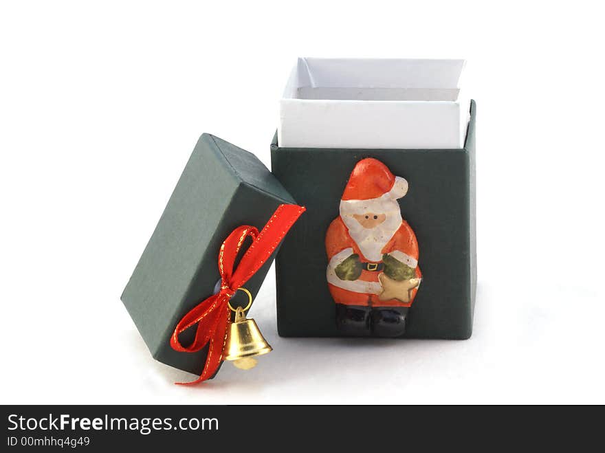 Little green christmas gift box isolated on white. Little green christmas gift box isolated on white.