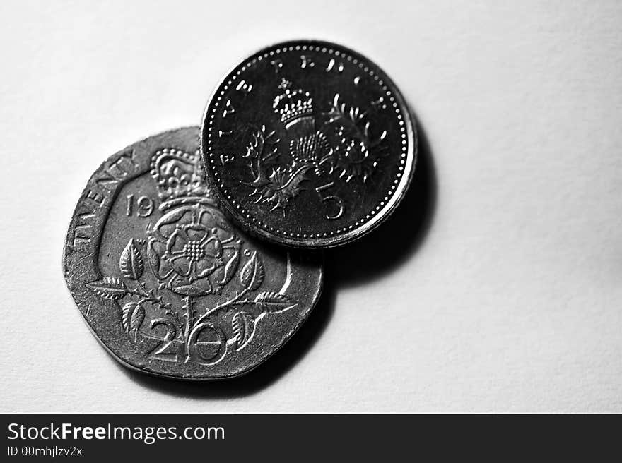 Portrait of English currency in black and white. Portrait of English currency in black and white