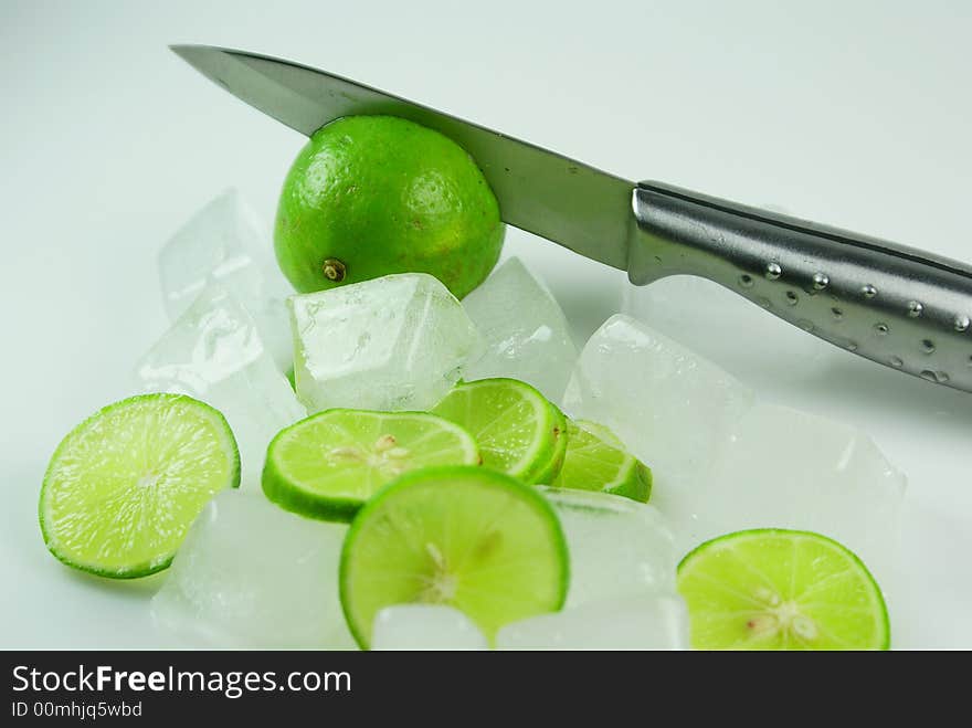 Photo of lemon in the ice. Photo of lemon in the ice