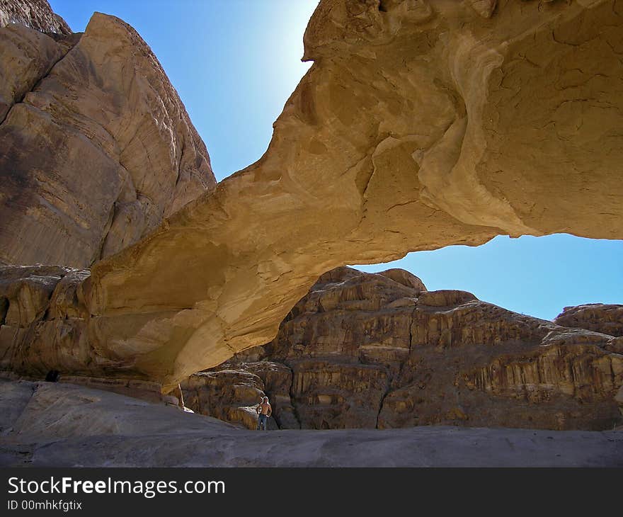 Great Arch at Desert Wadi Rum, JORDAN. Great Arch at Desert Wadi Rum, JORDAN