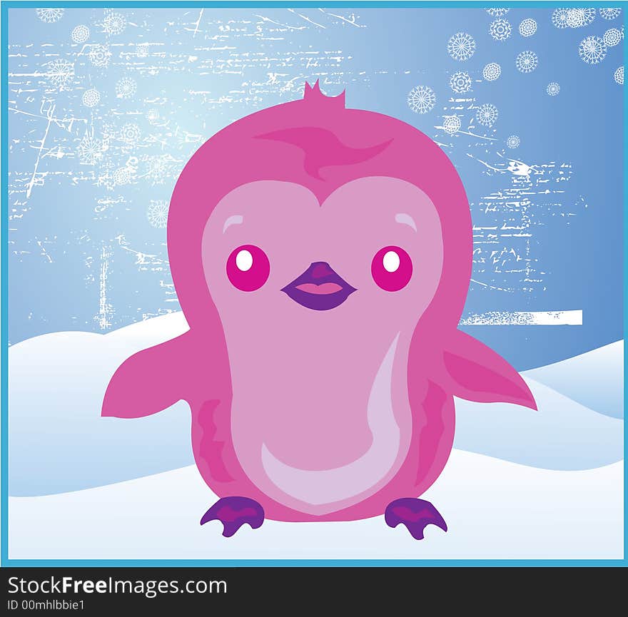 Christmas Penguin Snow Pink