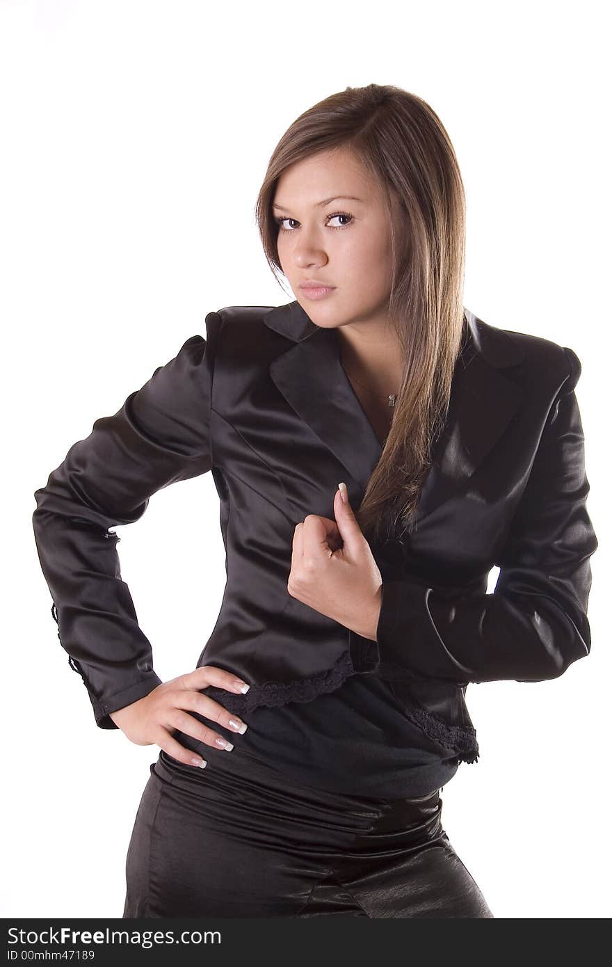 Young businesswoman on white background. Young businesswoman on white background