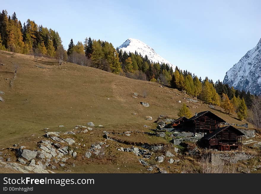 Tipical Walser house of an ancient mountain village; west Alps, Italy. Tipical Walser house of an ancient mountain village; west Alps, Italy