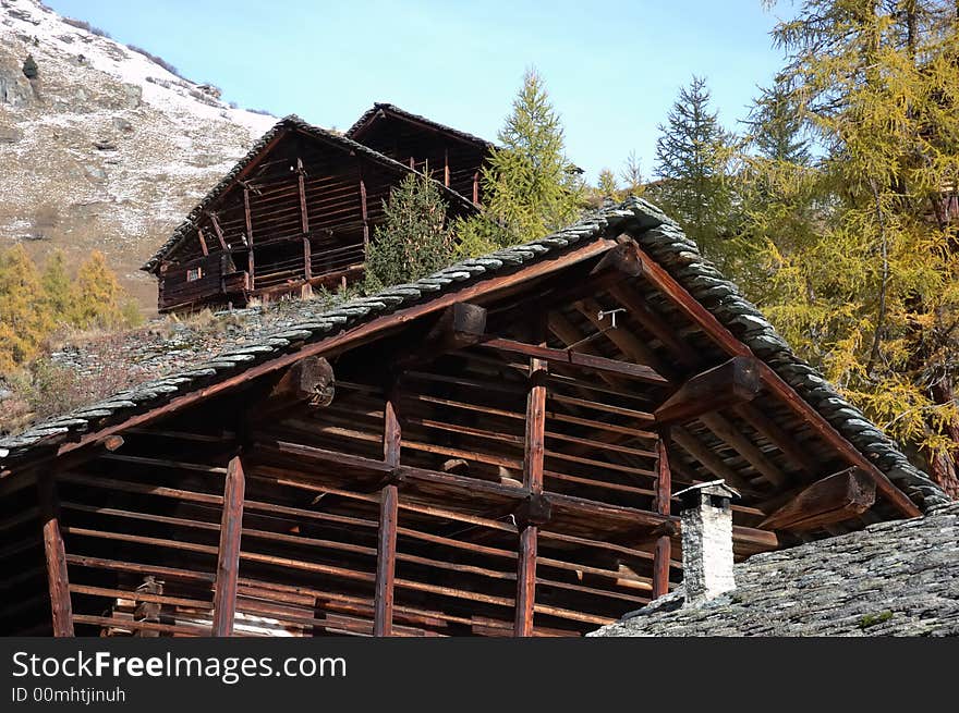 Tipical Walser house of an ancient mountain village; west Alps, Italy. Tipical Walser house of an ancient mountain village; west Alps, Italy