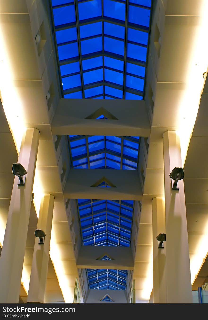 Cathedral or vaulted ceiling photographed at an airport. Cathedral or vaulted ceiling photographed at an airport