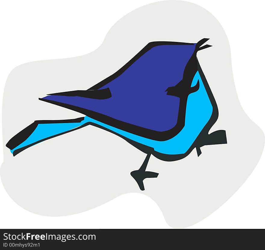 Illustration of a silhouette of bird with legs erect