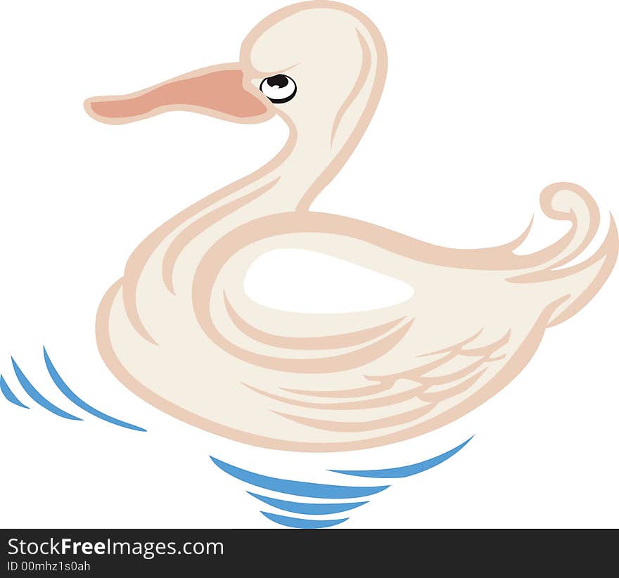 Illustration of a duck swimming in the water