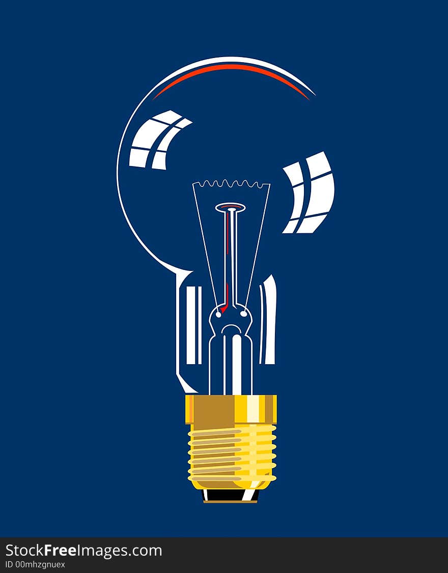 Vector art of a Light bulb icon on blue