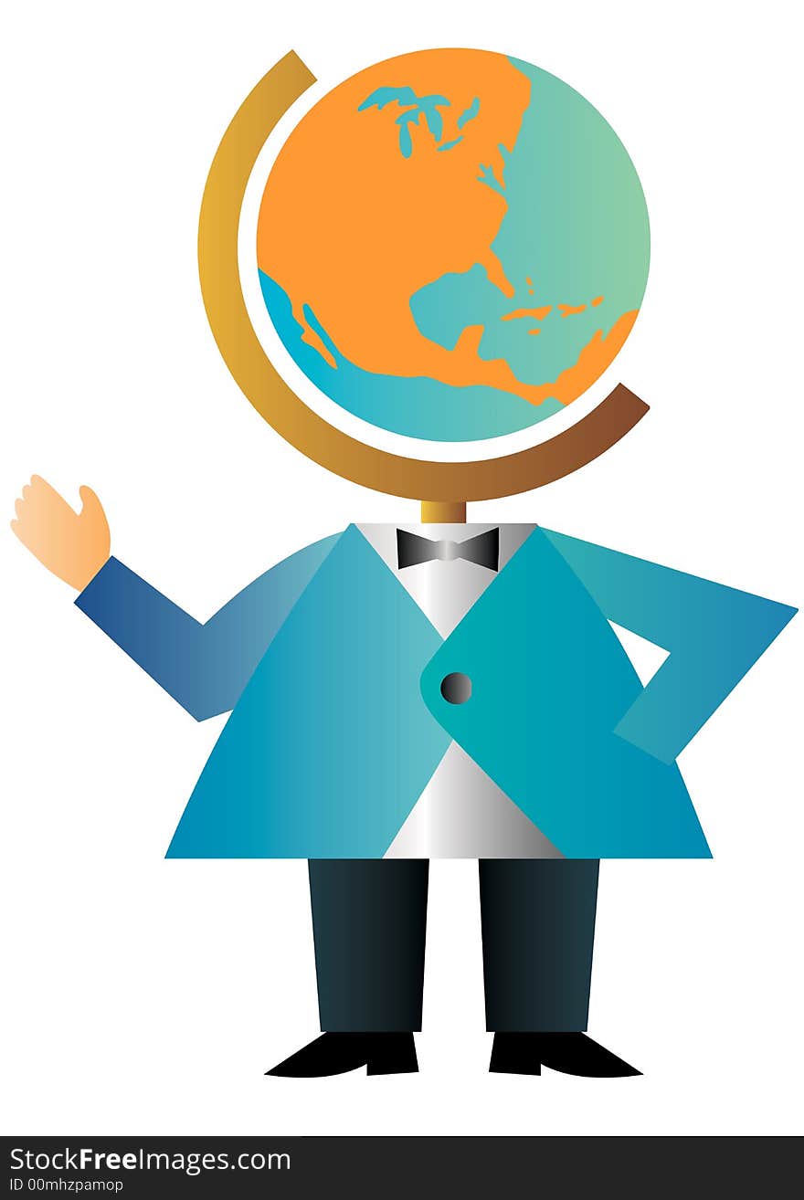 Vector art of a Man with globe head