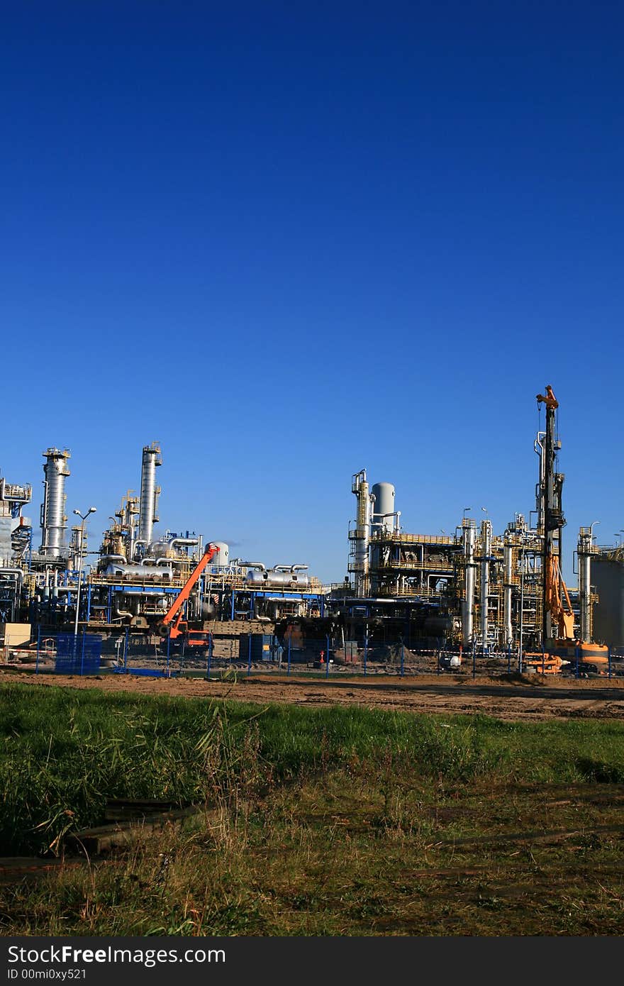 Oil refinery construction in day