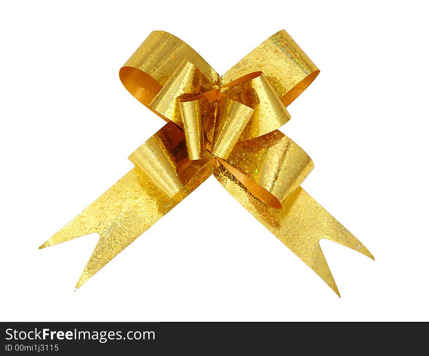 Isolated nice yellow bow on white background