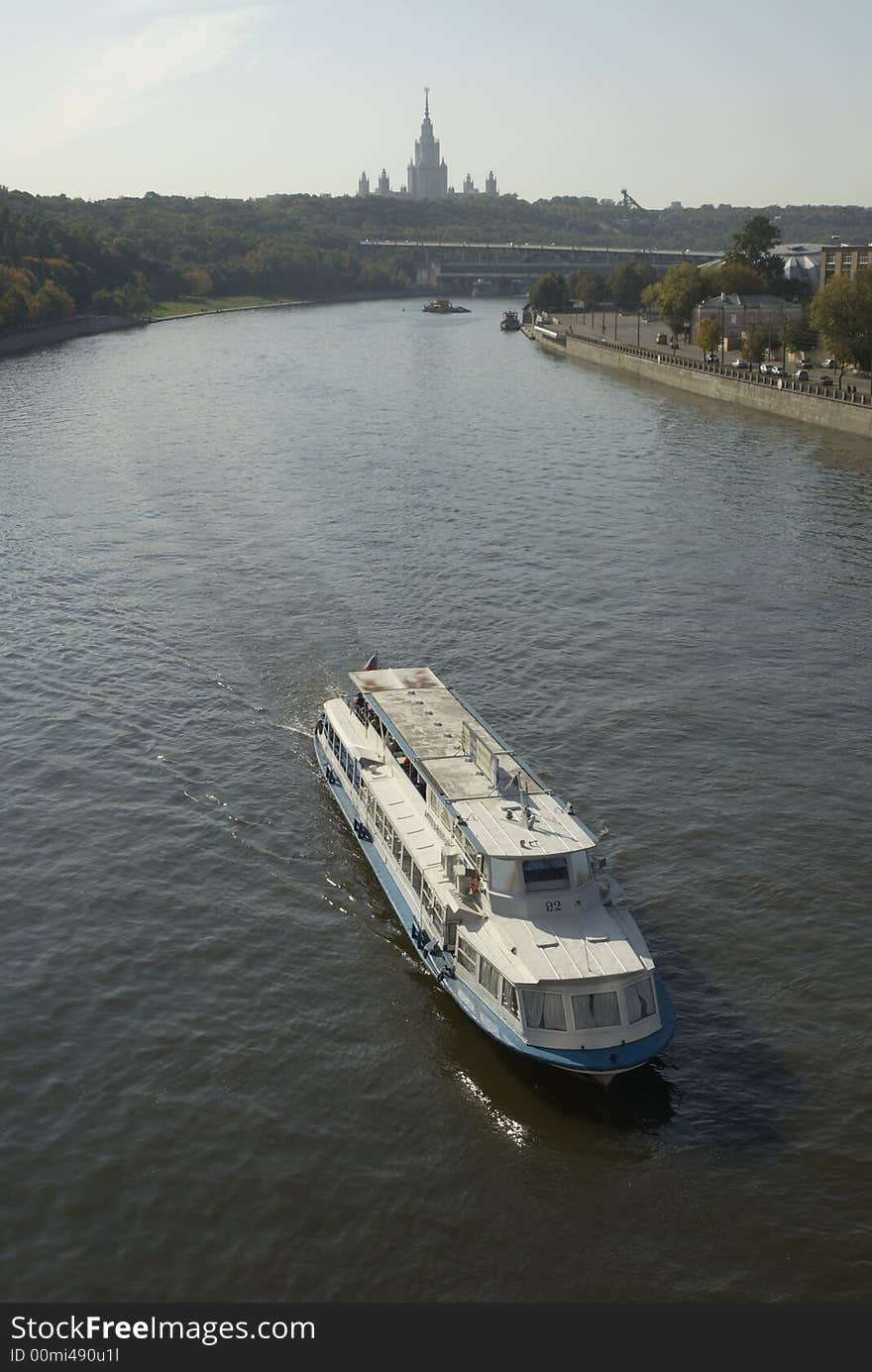 Moscow river steamer boat motor water walk passenger transportation