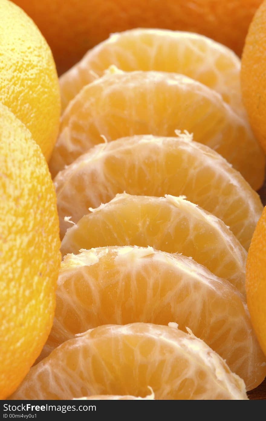 Slices of delicious and fresh tangerine. Slices of delicious and fresh tangerine