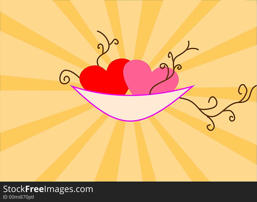 Illustration of hearts inside a cup. Illustration of hearts inside a cup