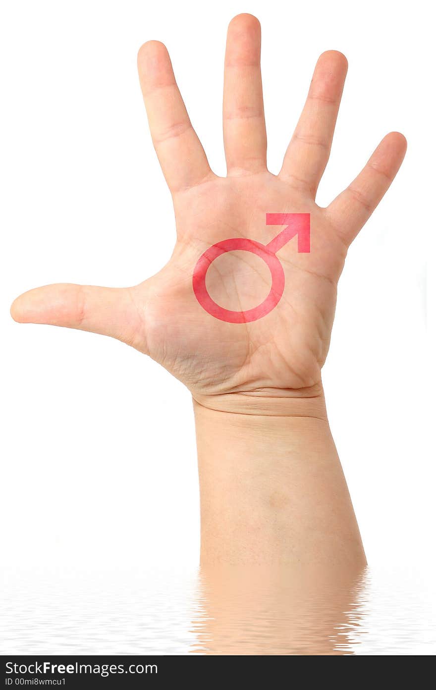 Male hand with male drawing symbol