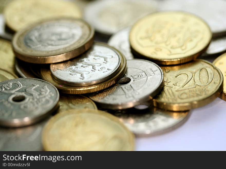 Europe coins on a table