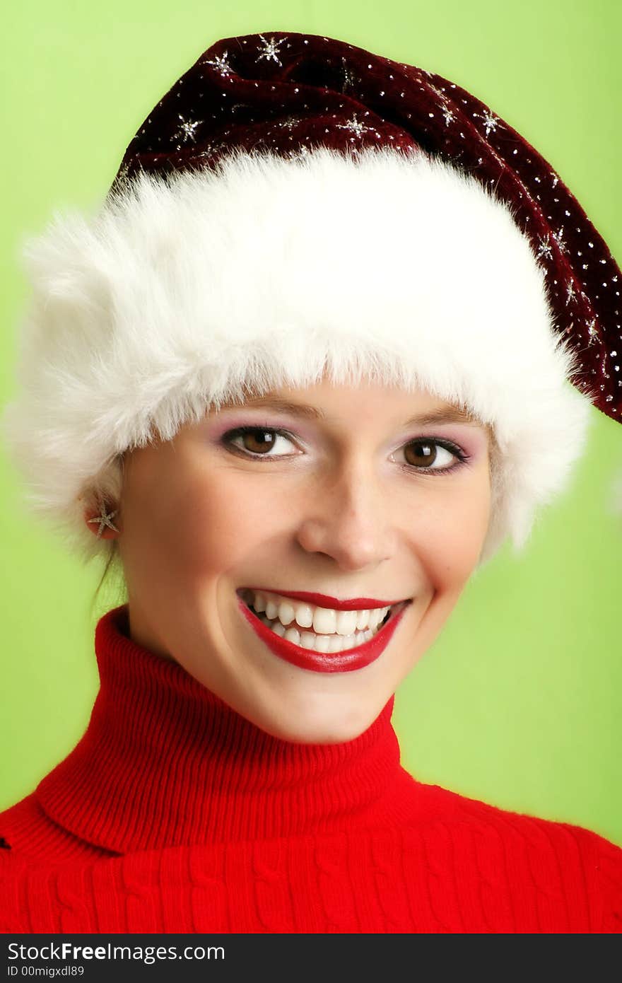 Winter portrait of a beautiful young woman with a cap. Winter portrait of a beautiful young woman with a cap