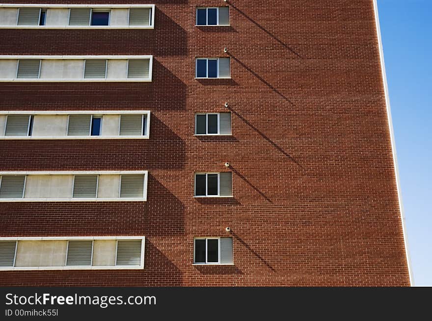 Apartment block with brick cladding. Apartment block with brick cladding