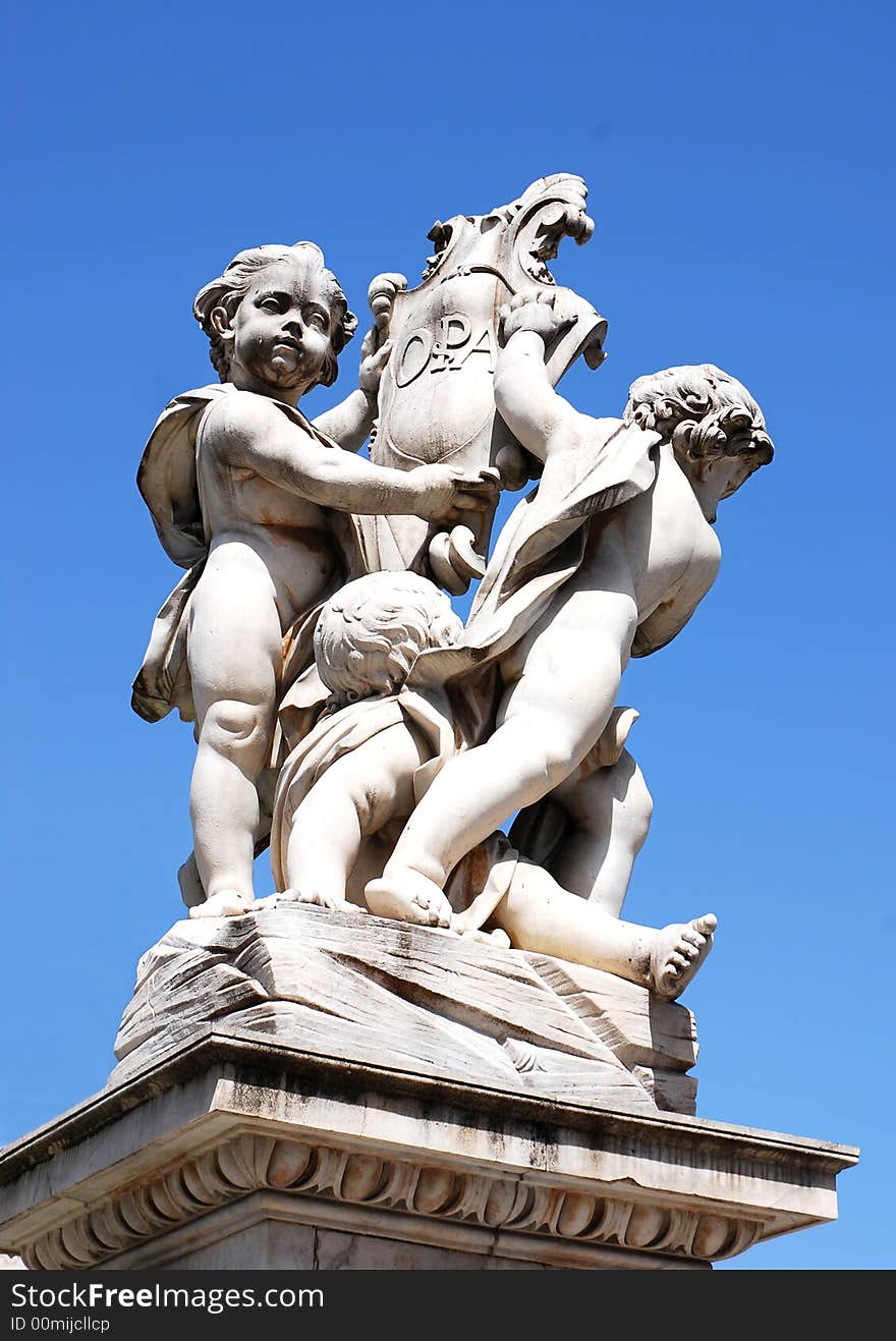 Statue on the top of Piasa church. Statue on the top of Piasa church