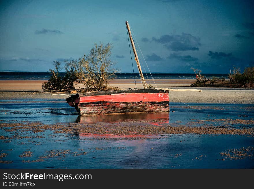 Red and black dhow