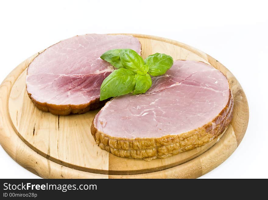 Smoked ham on the cutting board.