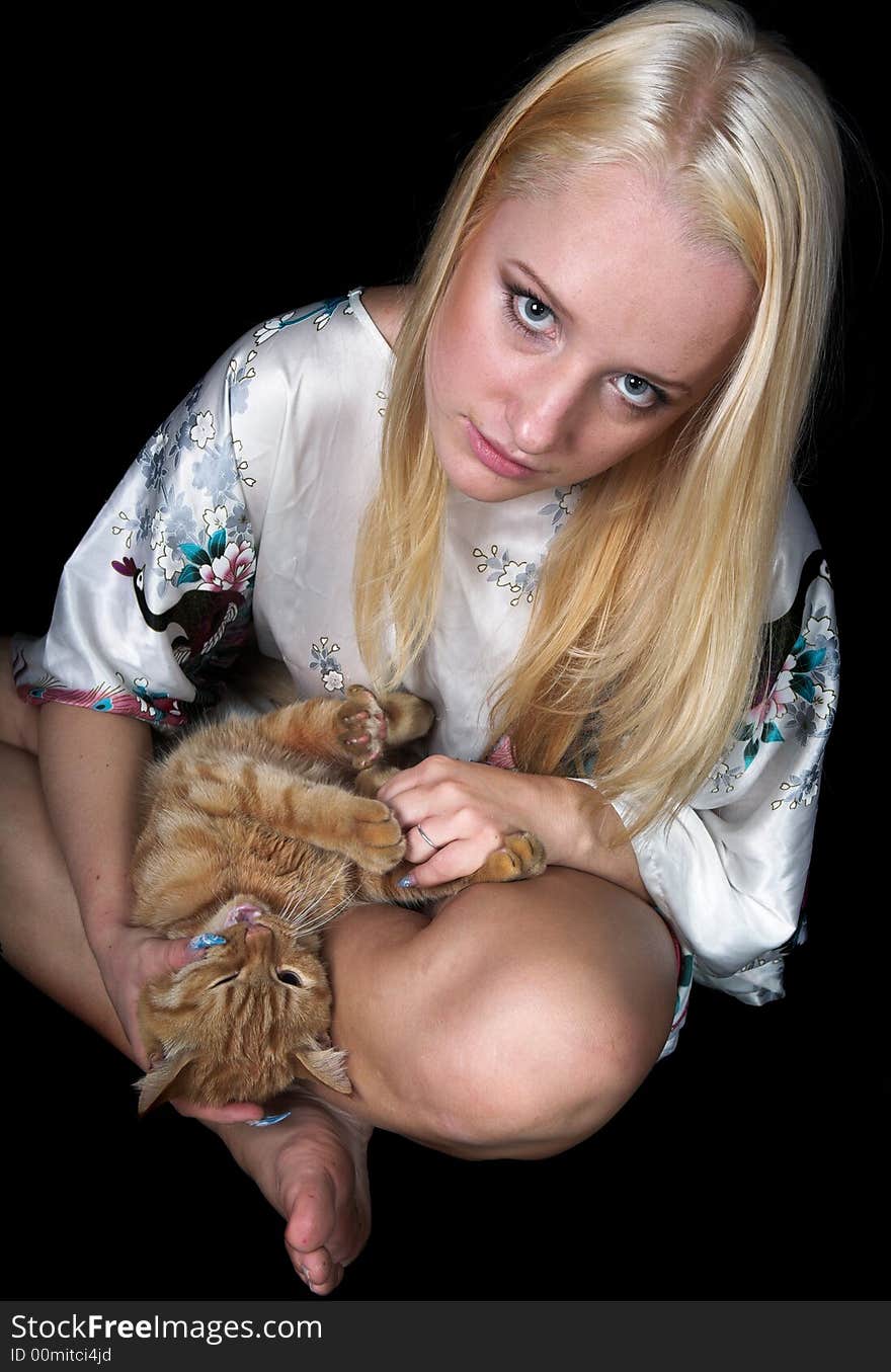 The girl and kitten