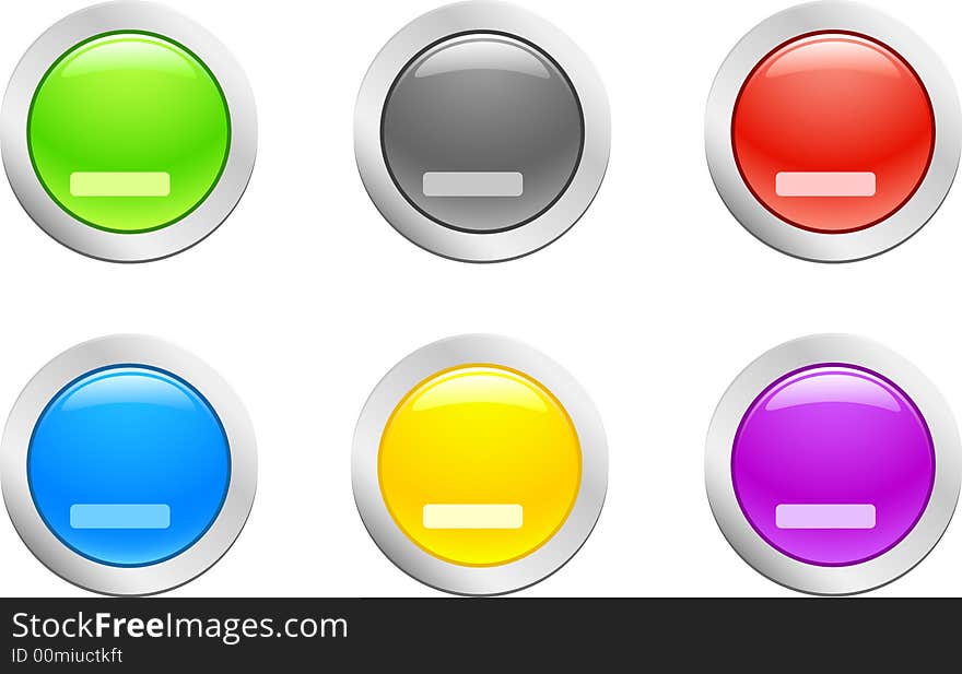 6 high-detailed buttons. Cut down button.  Vector illustration. 6 high-detailed buttons. Cut down button.  Vector illustration.