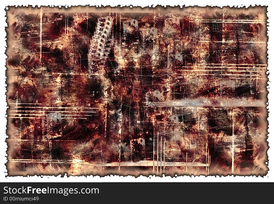 Grunge background illustration with burnt edges isolated on white