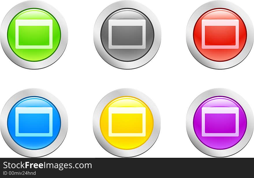 6 high-detailed buttons. Open button.  Vector illustration. 6 high-detailed buttons. Open button.  Vector illustration.