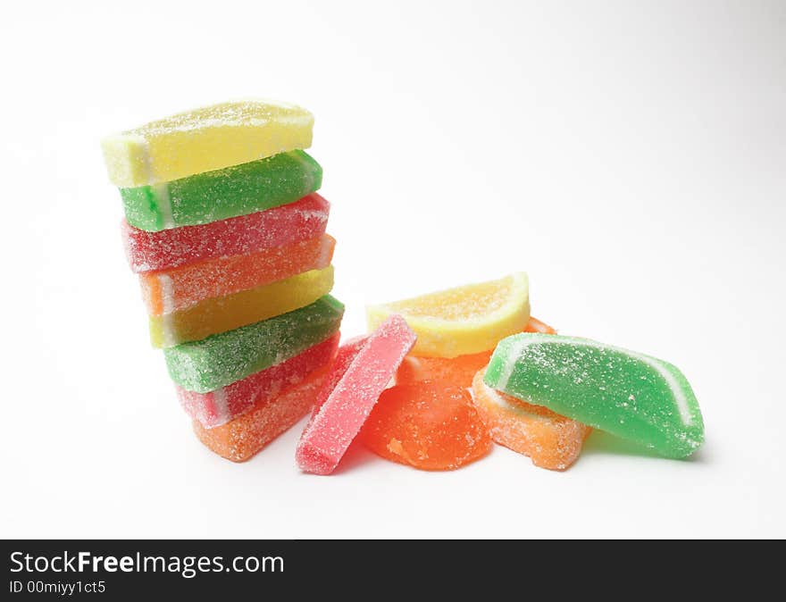 Sweet gellies on the white background