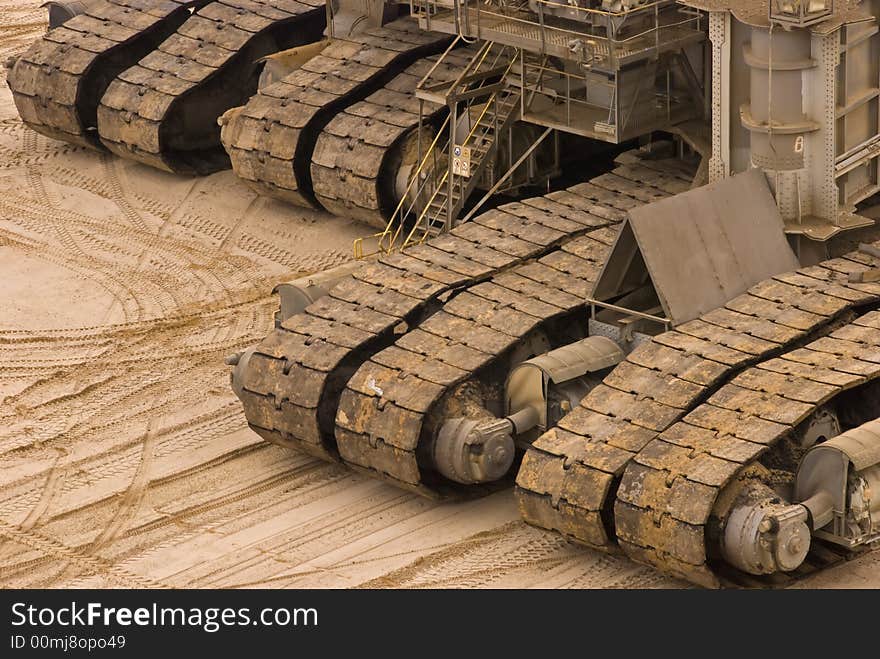 The chain chassis of a huge coal digger. The chain chassis of a huge coal digger