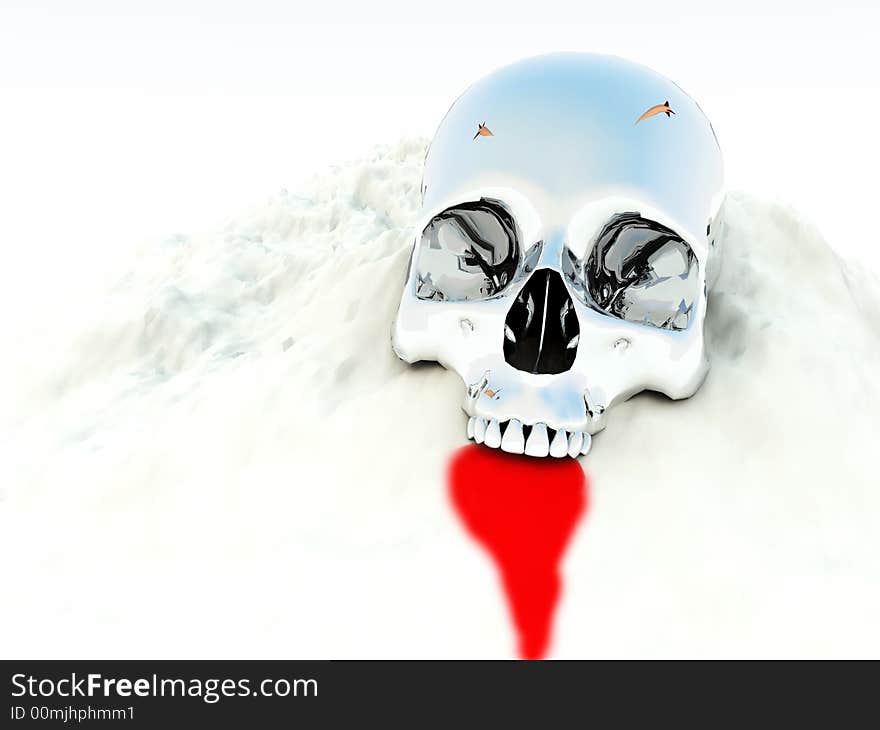 A conceptual image of a metal skull showing the horrors of murder and death,it could be a good image for Halloween. A conceptual image of a metal skull showing the horrors of murder and death,it could be a good image for Halloween.