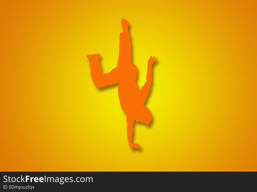 Silhouette of man doing handstand. Silhouette of man doing handstand